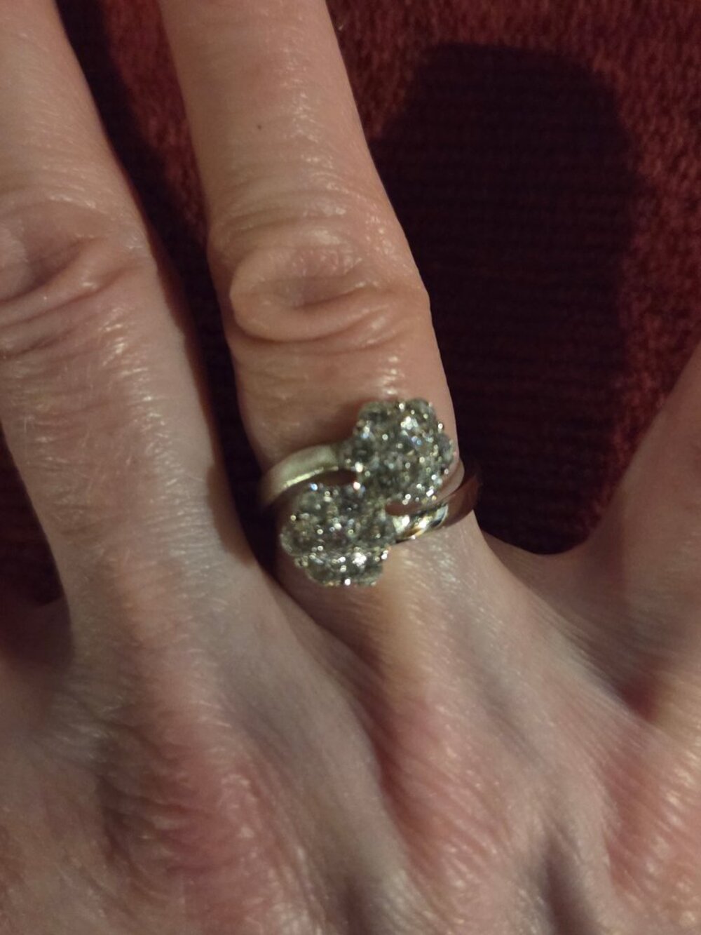 Pretty sterling 925 floral bypass ring, NWOT